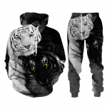 Must-valge The Tiger 3D Prindiga meeste dressipluusid kapuutsidega komplekt meeste l&otilde;vi dressid/pullover/p&uuml;ksid Spordir&otilde;ivad kevad s&uuml;gis S