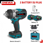 ONEVAN 2800N.M 2800W harjadeta elektriline l&ouml;&ouml;kmutriv&otilde;ti 1/2-tolline juhtmeta l&ouml;&ouml;kv&otilde;ti kruvikeeraja t&ouml;&ouml;riist Makita 18V aku jaoks 2 Battery Set B