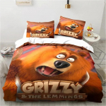 Multikas Grizzy ja Lemmings Voodipesukomplekt Tekikott Voodikomplekt Tekikott Padjap&uuml;&uuml;r Voodikate king Queen Suurus Poisid T&auml;iskasvanud 135X200cm-2pcs