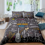 Kitarr voodipesukomplekt Punk Rock Muusika tekikate komplekt Lastele Teismelistele Poistele Noormehele P&ouml;&ouml;rlev Muusikariista tekikate 150X200cm-3pcs