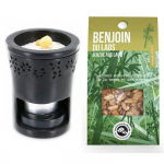Br&ucirc;le-parfum en pierre noire + r&eacute;sine Benjoin du Laos &agrave; br&ucirc;ler