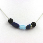 Collier - A Bijoux - Agate noire 8 mm - Aigue-Marine - Lapis Lazuli - Acier inoxydable