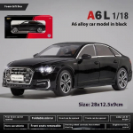 1/18 Skaala A6 L Sulamist Auto Diecast Metallmudel Simulatsioon Heli Valgus Tagasit&otilde;mmatav M&auml;nguasi Kogumiseks V&auml;ljapanek Kaunistus Kingitus Lastele must
