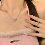 Korea stiilis rangluu kett naistele topelts&uuml;damega tsirkoonist kaelakee vintage kaelakett Lihtne peoehte kingitus 1PC