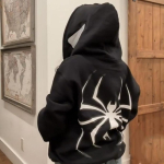 Street Hoodie Spider Punk T&otilde;mblukuga kapuuts Eriti suure mustriga dressipluus gooti Harajuku meeste ja naiste riided S must