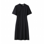 Suures suuruses naiste kleit suvine uus Hiina t&auml;iustatud ketaspandlaga Cheongsami avar salendav kleit 2XL must
