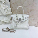 Uus ehtsast nahast naiste kott Himaalaja valge krokodillimustriga veeplaatina kott &otilde;lakott risti &auml;&auml;rega 25x14x20cm