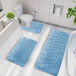 Reljeefse kivimustriga libisemiskindel vannitoamatt Three-Piece Set: 40*60, 40*50, 40*38 Lid