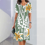 Uued naiste kleidid Lilletr&uuml;kiga suvine elegantne kleit Naiste l&uuml;hikeste varrukatega kleidid Moodsad &uuml;lisuured riided 8XL