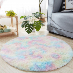 Punane vaip &uuml;mmargune pehme kohev vaip Soliidne mitmev&auml;rviline &uuml;mmargune diivanilaua vaip Palus lastetoa vaibad Shaggy m&auml;ngumatt Armas Diameter120cm