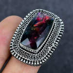 Ammolite Gemstone Handmade 925 Sterling Silver Jewelry Ring Size 9 b6k34