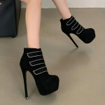 2025 S&uuml;gis/Talv Uued NAISTE mood seksikad 16cm k&otilde;rged kontsad pahkluusaapad suur suurus 35-42 platvorm &uuml;mar nina teemant kleidikingad 35 must