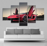 Ilma raamita punase luksusliku sportauto kiiruse HD 5-osaline l&otilde;uendipilt Seinakunst L&otilde;uendimaaling Elutoa seinakaunistus 20x35cm*2 20x45cm*2 20x55cm*1