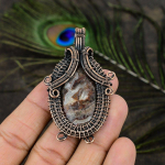 Crazy Lace Agate Handmade Copper Wire Wrap Jewelry Pendant 2.56 g5p49