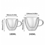 S&uuml;dame armastuse kujuga klaas kohvikruusi tass Kahe seinaga tee piimamahla veeklaasid 180ml