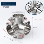 Roostevabast terasest &uuml;mmargune torukonnektor riidepuu ja riiuli &uuml;henduskoht T-liitmik 25 Right-angle Six-way