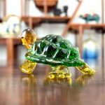 K&auml;sitsi puhutud klaasist merikilpkonna kujuke k&auml;sitsi valmistatud kristall armas loom k&auml;sit&ouml;&ouml; akvaariumi kasutus ornament miniatuurid kodu dekoratsioon roheline