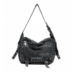 Suure mahutavusega kuuma t&uuml;druku kott Suvine Retro Pesitud Denim Mootorratta Crossbody kott must