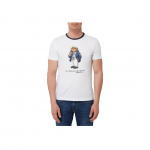Polo Ralph Lauren SS24 Kaptenkaru Prindiga &Uuml;mmarguse Kaelusega L&uuml;hikeste Varrukatega T-s&auml;rk Meeste T-s&auml;rgid Valge 710791096-002 M
