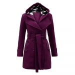 VAYLA Joped Naiste Kevad ja S&uuml;gis Mood Uus Kapuutsiga V&ouml;&ouml;ga Kaherealine Pikk Mantel Naiste Mantlid XXXL lilla