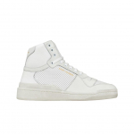 Saint Laurent Sl24 poolk&otilde;rged tossud kulunud v&auml;limusega perforeeritud nahast Optic White EU 45
