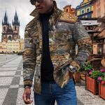 Meeste moetrend igap&auml;evane vabaaja tr&uuml;kitud pikkade varrukatega n&ouml;&ouml;biga sulejope S