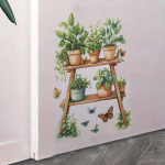 Potted Plant Wall Sticker Garden Decor Easy to Apply Modern Floral Decal PVC Wallpaper