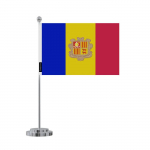 Drapeau de Bureau - Andorre - 14 x 21 cm - Pol&uuml;ester - J&auml;lgimine recto/verso - Acier oks&uuml;deerimata