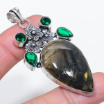 Natural Labradorite, Diopside 925 Sterling Silver Jewelry Pendant 2.56 f8y76