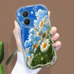 Armas koomiksimustriga kreemjas tekstuuriga korpus, lainelise servaga pehme silikoonkaanega telefoni&uuml;mbris Vivo jaoks Vivo Y04