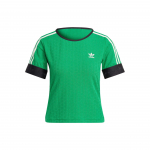 Adidas Originals Adicolor 70ndate Retro Seeria Br&auml;ndilogo Prindi Triip Vabaaja &Uuml;mmarguse Kaelusega L&uuml;hikeste Varrukatega T-s&auml;rk Naiste Topid Roheline IK7844 XXS