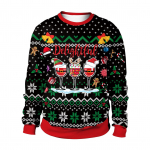 J&otilde;ulukirjad S&uuml;gisene kaelusega dressipluus 3D digiprindiga Unisex kapuutsid Meeste Naiste Mood Lahtine Pullover Punane Must 6XL