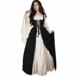 Keskaegne punkkleit, cosplay Halloweeni kost&uuml;&uuml;mid, naiste palee karnevalipidu, maskeering printsess, naine, viktoriaanlik Vestido r&uuml;&uuml; XXXL must