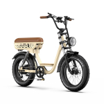 W77 beige 500W motor power 48V18AH battery 20 * 4.0 tires 7-speed hydraulic brake maximum speed 40KM/H urban road electric bicycle kollane