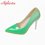Aphixta 2024 K&otilde;rged 10cm Stilettokannad Kingad Naiste Kingad Kahetooniline V&auml;rvitoon Terav Nina Lakknahast Kontorikitsad Kontsad 35 roheline