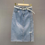 Suvine moe seelik Rhinestone'ist l&otilde;hestatud teksaseelik Bodyconi disainiga L sinine