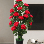 Elegantne pojengi kunstlilled: P&otilde;randal seisev sisekaunistus 1.4m Lucky Alocasia + Pot + Grass