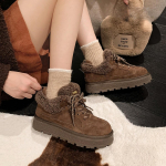 Karvased Madalad Pahkluuni Naiste Lumesaapad Platvorm Suede Pl&uuml;&uuml;s Puuvillased Kingad Naine Talvised Vabaaja Tossud 2025 Trend Soojad Zapatos Mujer 35