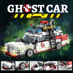 Loominguline Ghostbusters ECTO-1 s&otilde;iduk Tehnilised ehitusklotsid V&otilde;idus&otilde;iduauto Mudelauto Montaažiklotsid M&auml;nguasjad Lastele T&auml;iskasvanute kingitused nobox valge