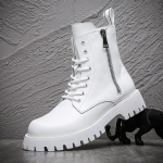 Mood Inglise stiilis meeste luksusmood k&otilde;rge platvormiga saapad paeltega mustad valged kingad ehtsast nahast saapad n&auml;gus mootorrattasaapad 250 must