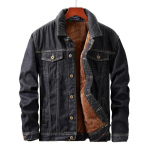 Talvised meeste paksud jakid ja mantlid Soe fliisist teksajakk Moodne meeste must vintage meeste mantel pluss suur 7XL must