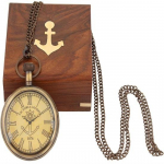 Antiikse v&auml;limusega analoog taskukell Sheeshami puidust karbiga