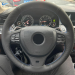 Punutud roolikate BMW 5 6 7 seeria F10 F07 F06 F12 F13 F01 F02 jaoks Must - punane sinine joon Perforeeritud mikrokiudnahk