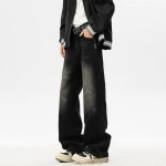 Meeste Vintage Kulutatud Laiad teksap&uuml;ksid L&otilde;dvad Sirged Kotakad Denim P&uuml;ksid Streetwear S