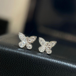 New Vintage 100% Pure 925 Sterling Silver Earrings Mini Butterfly ear Stud For Women Pave Full 5a Zirconia Luxury Fine Jewelry