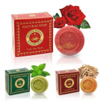 Coffret de Savons - Bois de Santal - Rose - Menthe - 3 x 150g - Sans Parab&egrave;ne