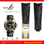 Originaalstiilis kaardus otsaga kellarihm 20mm Rolex Water Ghosti jaoks Ehtne nahast kellarihm GMT Submariner Daytona meeste k&auml;ev&otilde;ru 20mm black