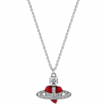 Vivienne Westwood Teemant S&uuml;dame Saturni Kujuline Ripatsiga Kaelakee Unisex kaelakee H&otilde;bedane Punane 630203BM-02P383-CN Box