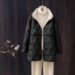 Naiste talvine &uuml;hev&auml;rviline kerge soe sulejope pika vaba ja vaba temperamendiga jope 4XL must