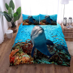 Allveelaevade Kalad Tekikoti Komplekt King Queen Suuruses Padjap&uuml;&uuml;ridega Pehme Voodipesu Komplekt Ookeani Teemaline 70x133cm 2pcs blue